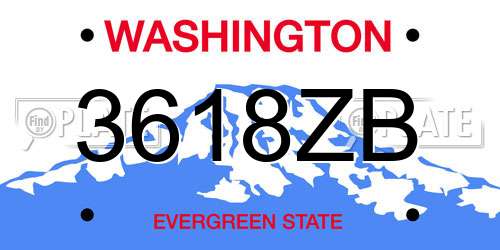 3618ZB Washington License Plate