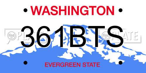 361BTS Washington License Plate