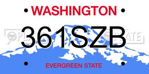 361SZB Washington License Plate