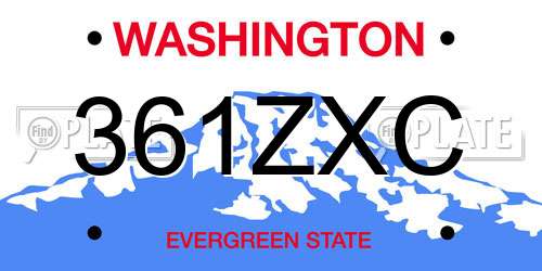 361ZXC Washington License Plate