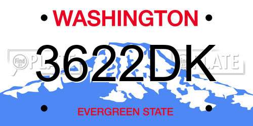 3622DK Washington License Plate