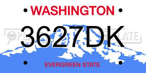 3627DK Washington License Plate