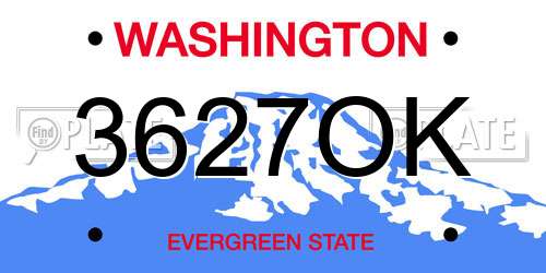 3627OK Washington License Plate