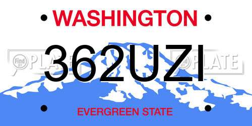 362UZI Washington License Plate