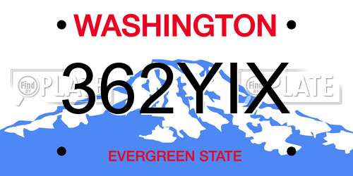 362YIX Washington License Plate