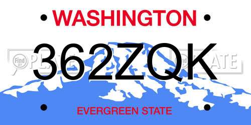 362ZQK Washington License Plate