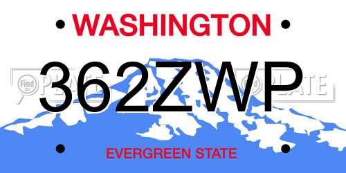 362ZWP Washington License Plate