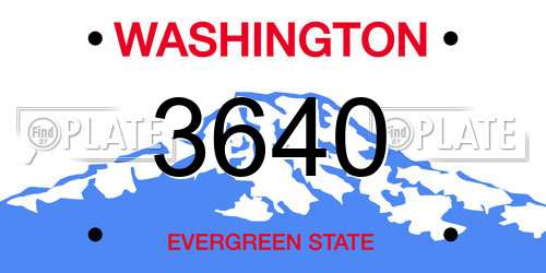 3640 Washington License Plate