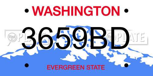 3659BD Washington License Plate