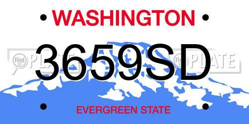 3659SD Washington License Plate