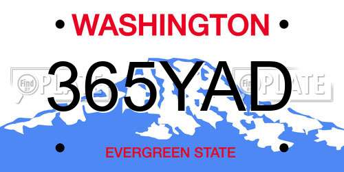 365YAD Washington License Plate
