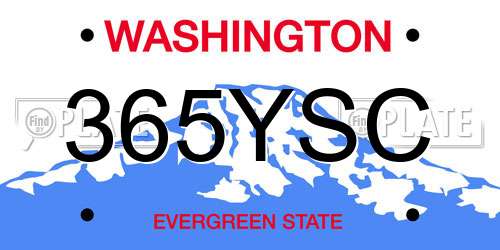 365YSC Washington License Plate
