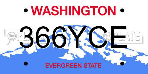 366YCE Washington License Plate