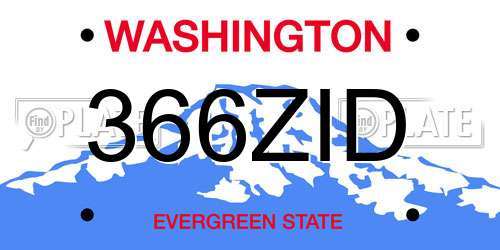 366ZID Washington License Plate