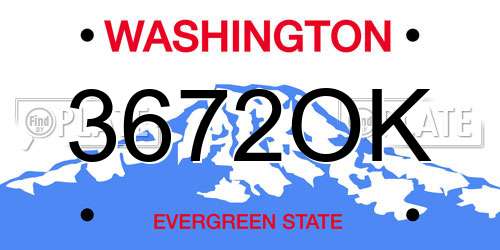 3672OK Washington License Plate