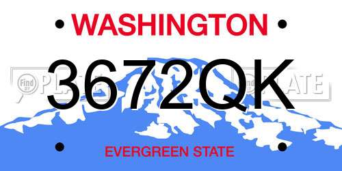 3672QK Washington License Plate