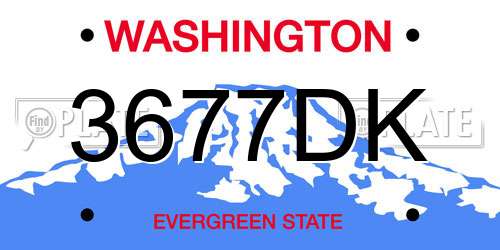 3677DK Washington License Plate