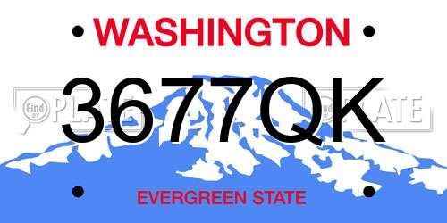 3677QK Washington License Plate