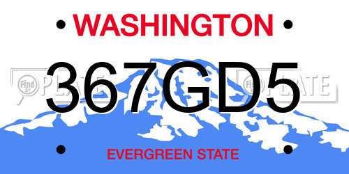 367GD5 Washington License Plate