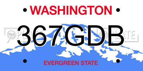 367GDB Washington License Plate