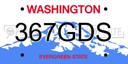 367GDS Washington License Plate