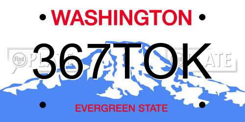 367TOK Washington License Plate
