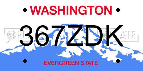 367ZDK Washington License Plate