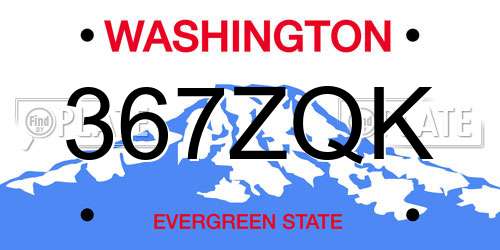 367ZQK Washington License Plate