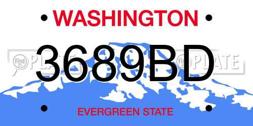 3689BD Washington License Plate