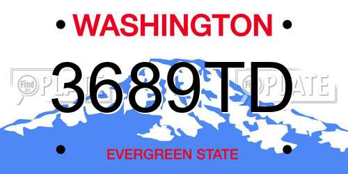 3689TD Washington License Plate