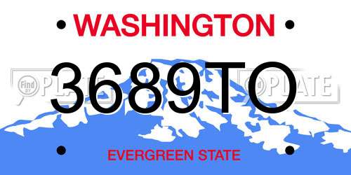 3689TO Washington License Plate