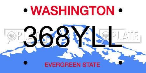 368YLL Washington License Plate