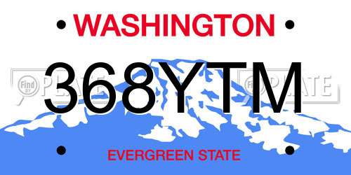368YTM Washington License Plate