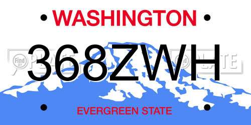 368ZWH Washington License Plate