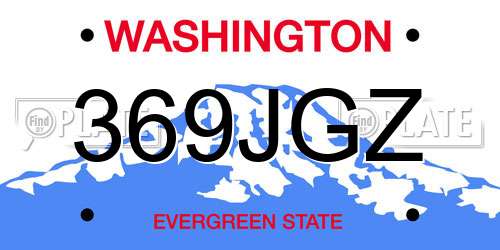 369JGZ Washington License Plate