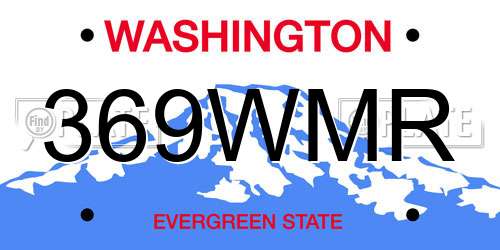 369WMR Washington License Plate