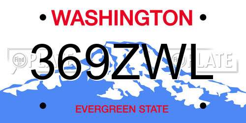 369ZWL Washington License Plate