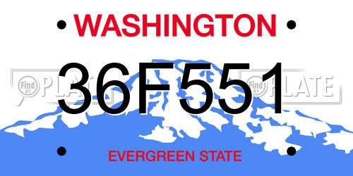 36F551 Washington License Plate