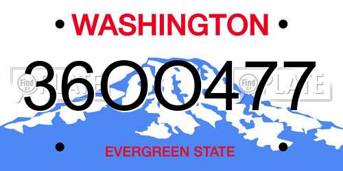36OO477 Washington License Plate