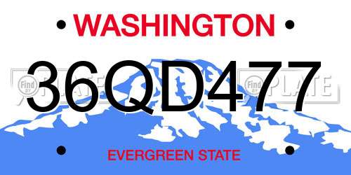 36QD477 Washington License Plate