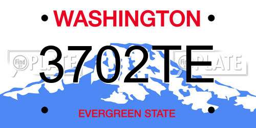 3702TE Washington License Plate