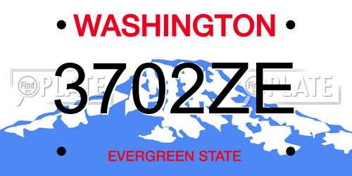 3702ZE Washington License Plate