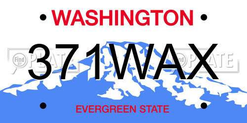 371WAX Washington License Plate