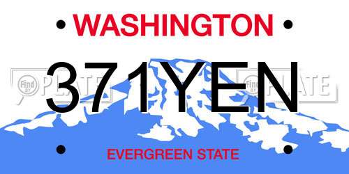 371YEN Washington License Plate
