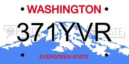 371YVR Washington License Plate