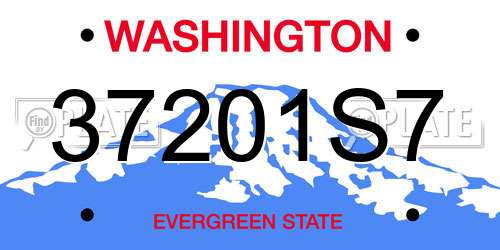 37201S7 Washington License Plate