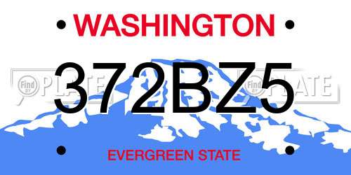 372BZ5 Washington License Plate
