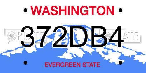 372DB4 Washington License Plate