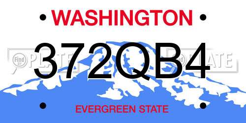 372QB4 Washington License Plate