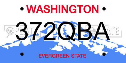 372QBA Washington License Plate